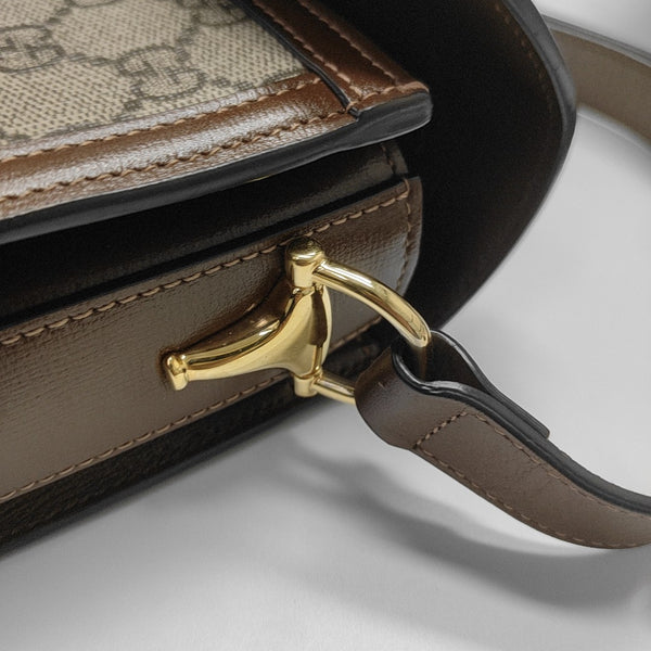 Horsebit 1955 Medium Monogram Coated Canvas Beige