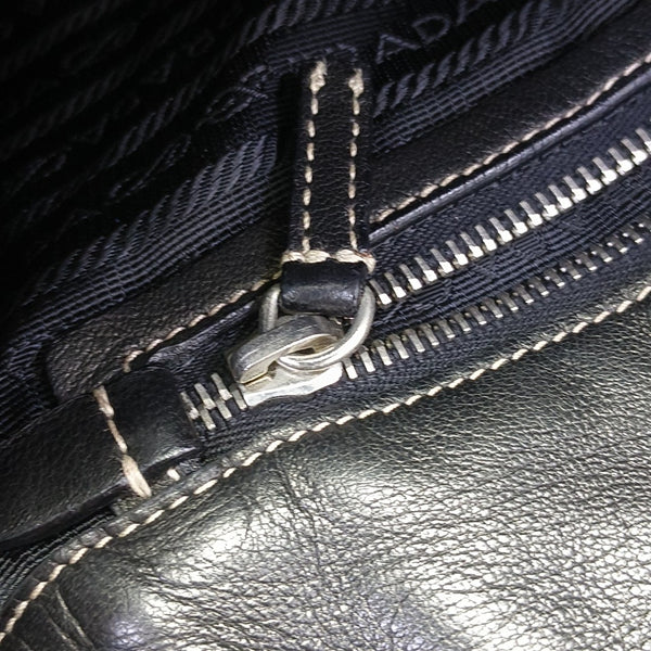 Quilted Nylon Top Handle Bag Black