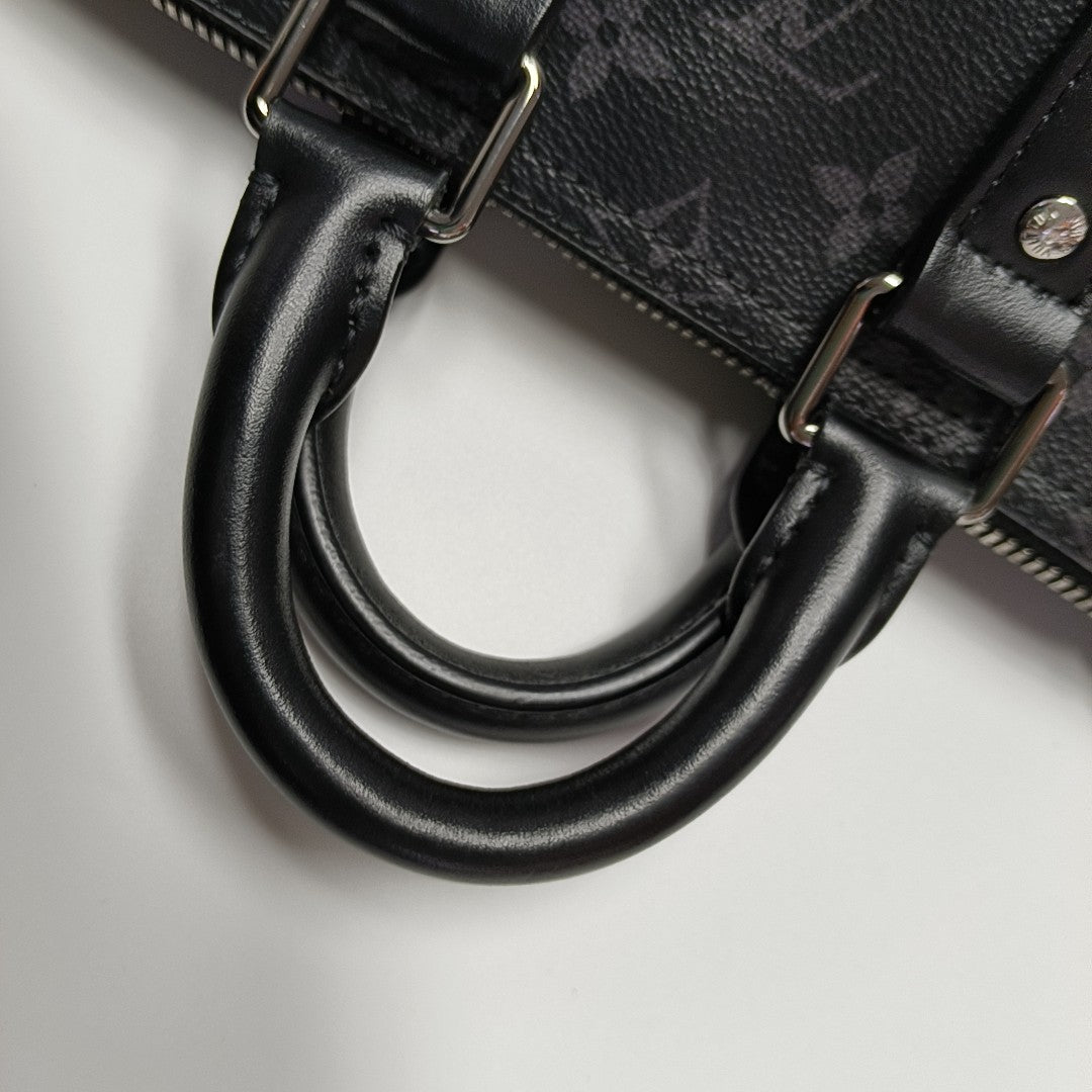 KEEPALL 25 Monogram Coated Canvas Black