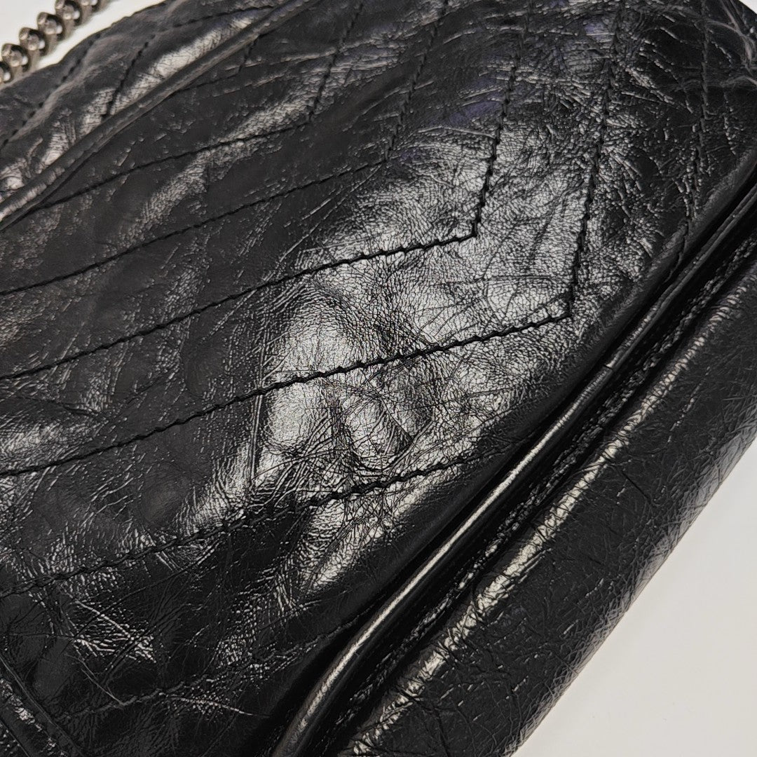 NIKI Medium Chevron Calfskin Black