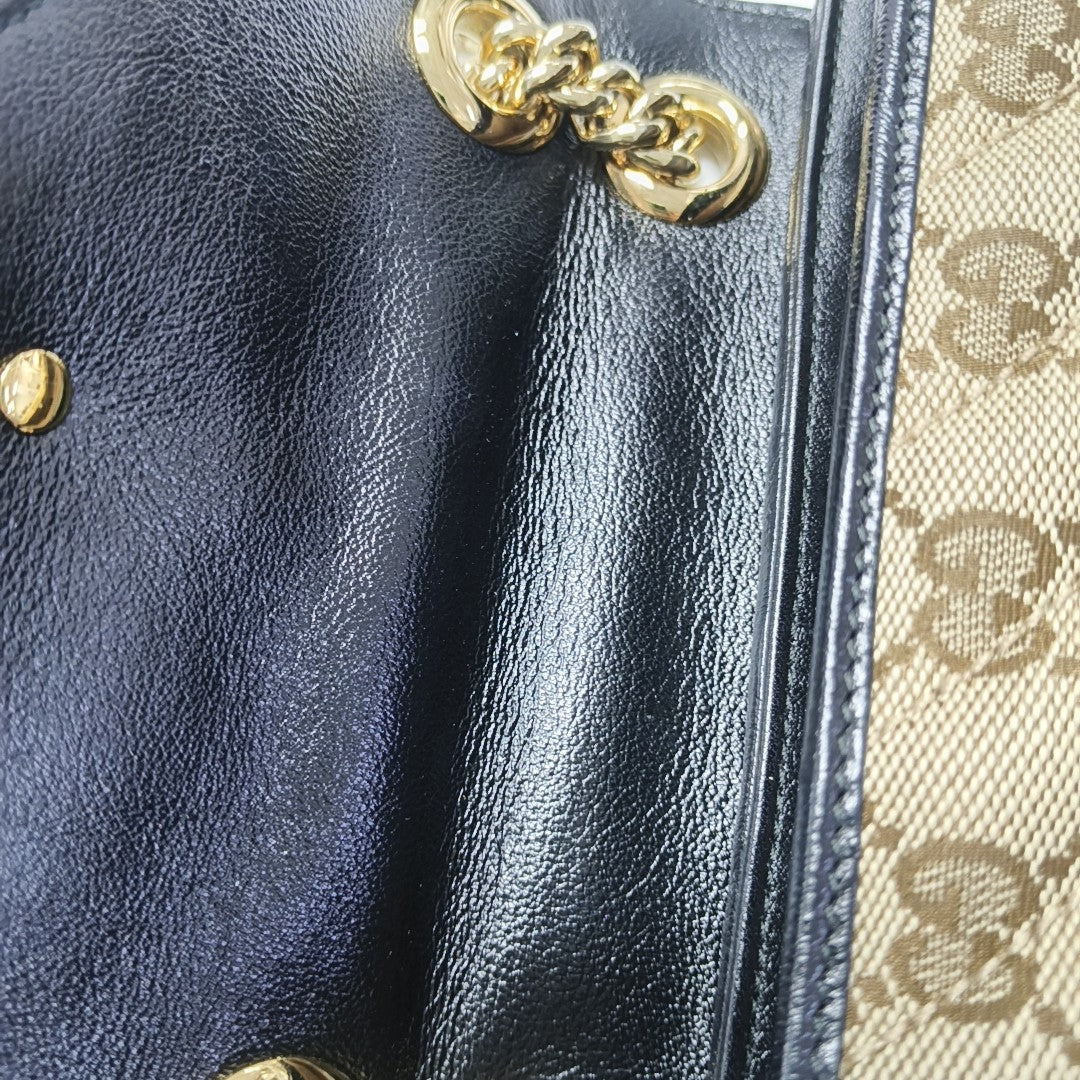 GG Marmont Small Quilted Canvas Brown