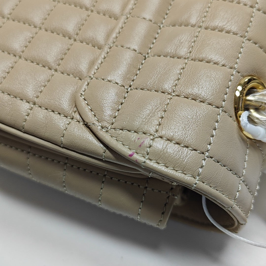 Authenticated pre-owned  C Medium Quilted Calfskin Beige - Shoulder Bag at Looply