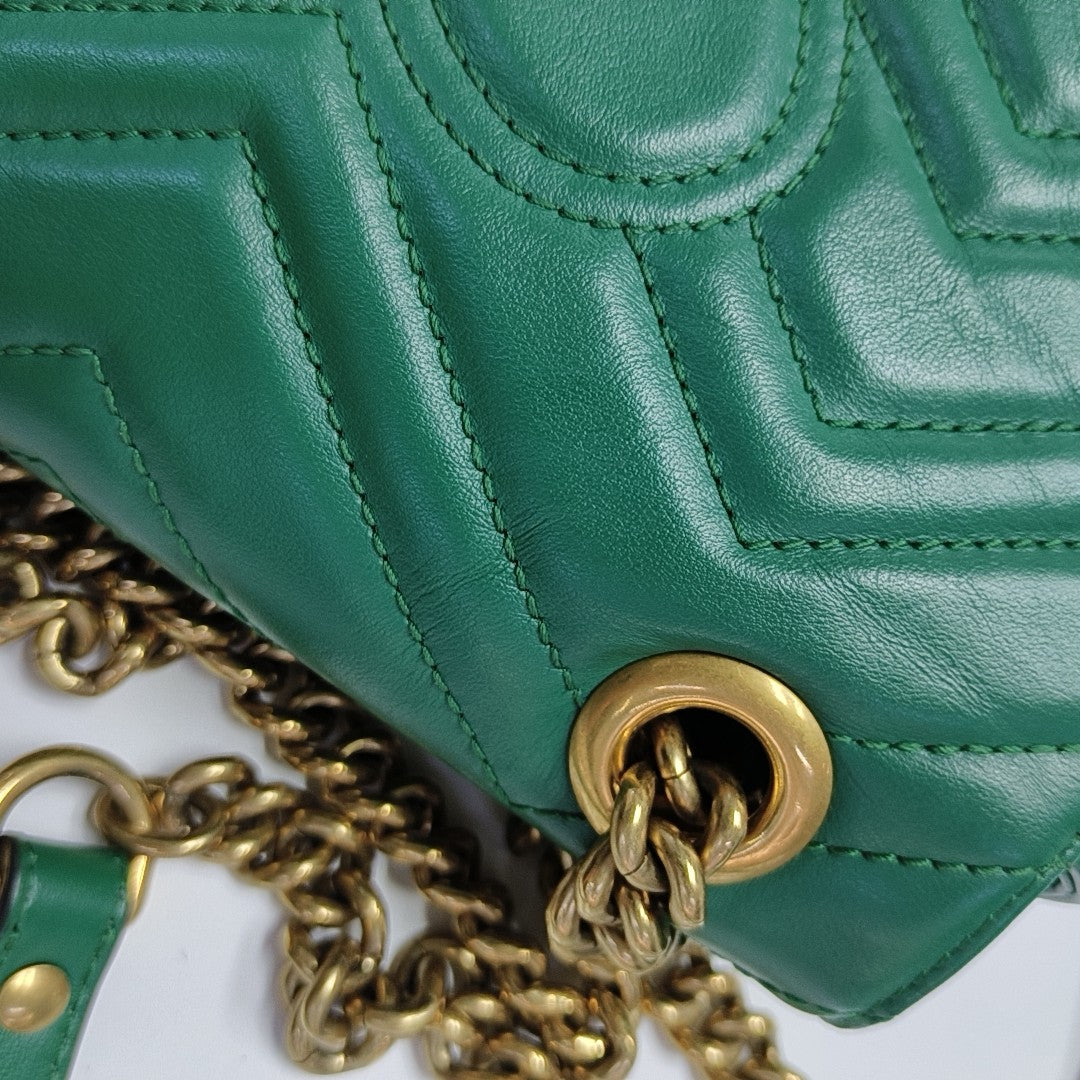 GG Marmont Small Quilted Calfskin Green