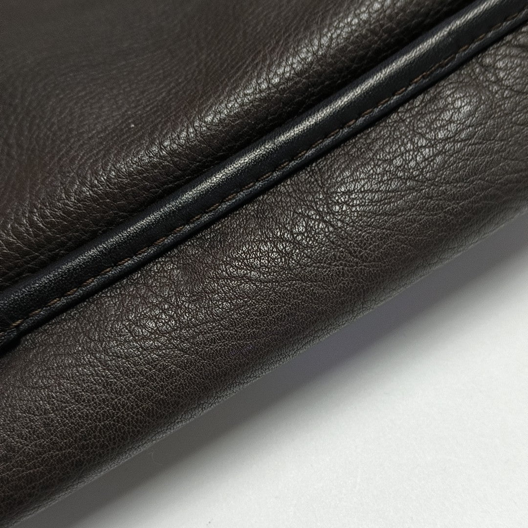 Calfskin Top Handle Bag Brown