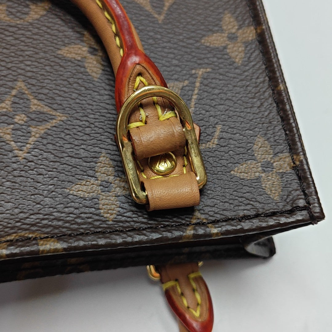SAC PLAT Mini Monogram Coated Canvas Brown