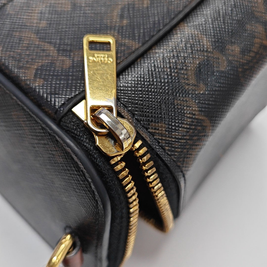 Coated Canvas Shoulder Bag Black