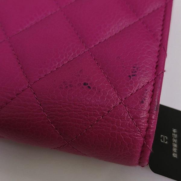 Quilted Grained Calfskin Wallet Red