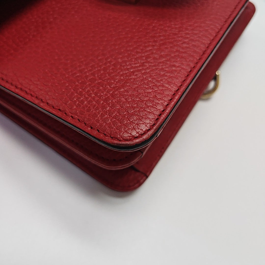 Interlocking G Small Calfskin Red