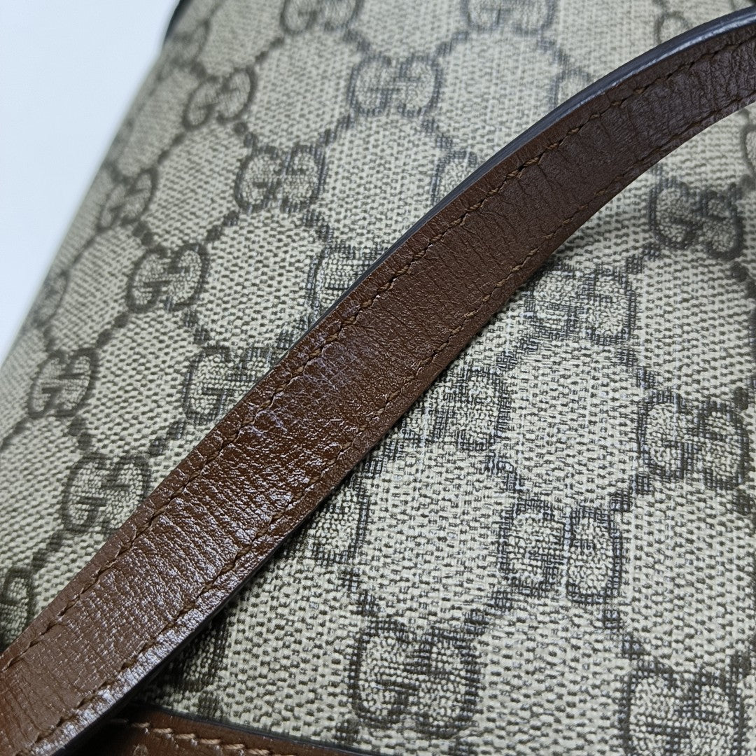 Authenticated pre-owned  Horsebit 1955 Small Coated Canvas Beige - Bucket Bag at Looply
