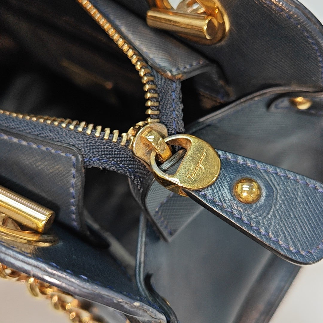 Calfskin Top Handle Bag Blue