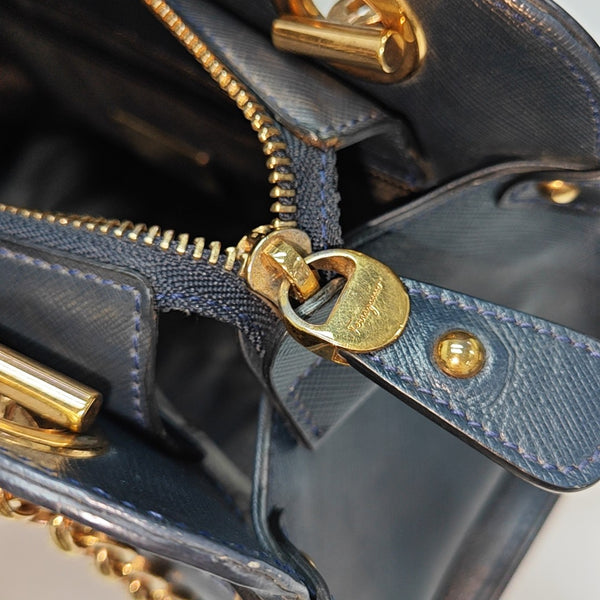 Calfskin Top Handle Bag Blue