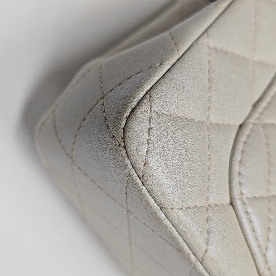 Quilted Lambskin Shoulder Bag White