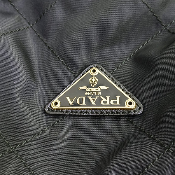 Quilted Nylon Shoulder Bag Black