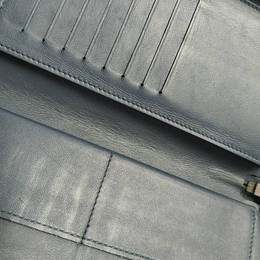 ZIPPY Damier Calfskin Blue Wallet