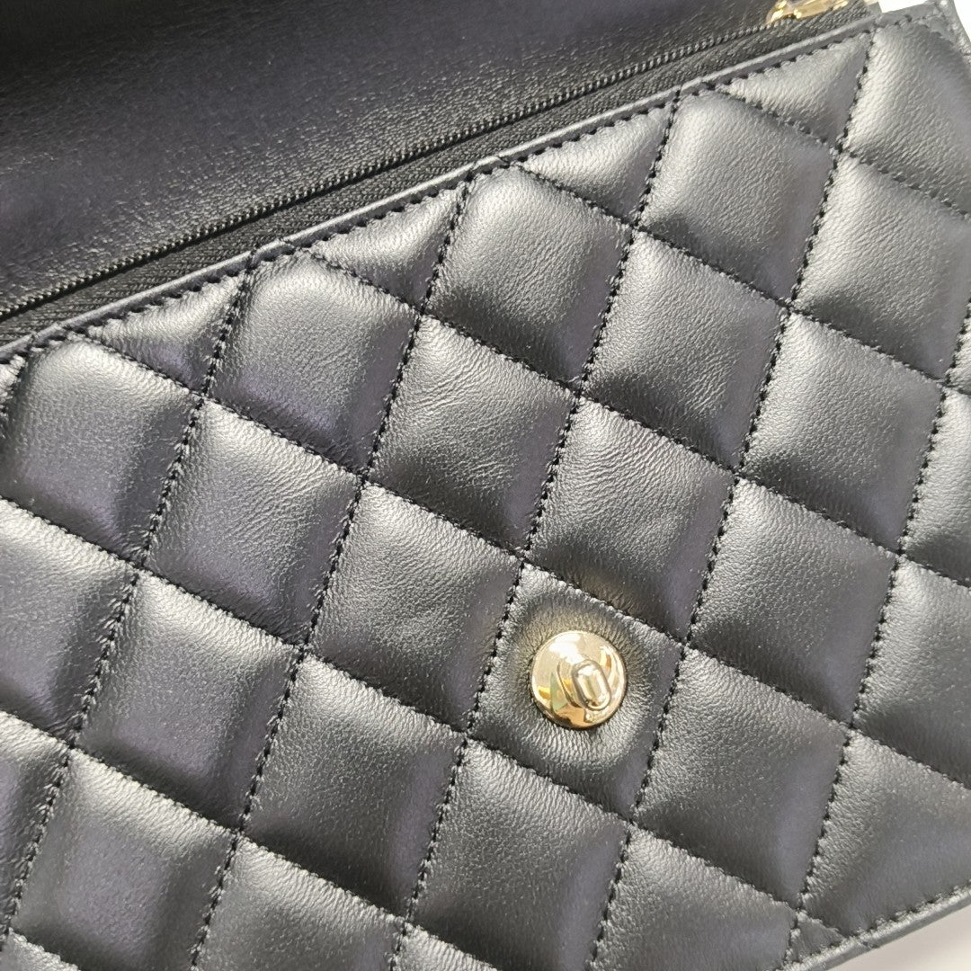 Quilted Lambskin Shoulder Bag Mini Black