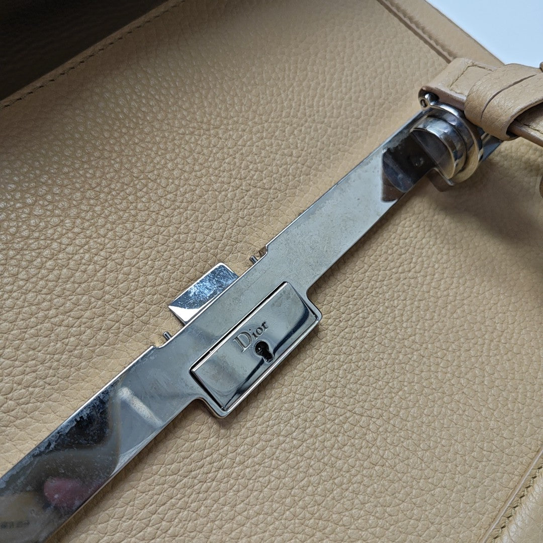 Calfskin Top Handle Bag Beige