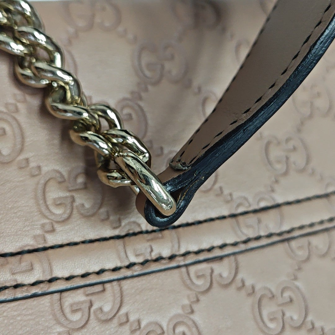 Emily Chain Monogram Calfskin Beige