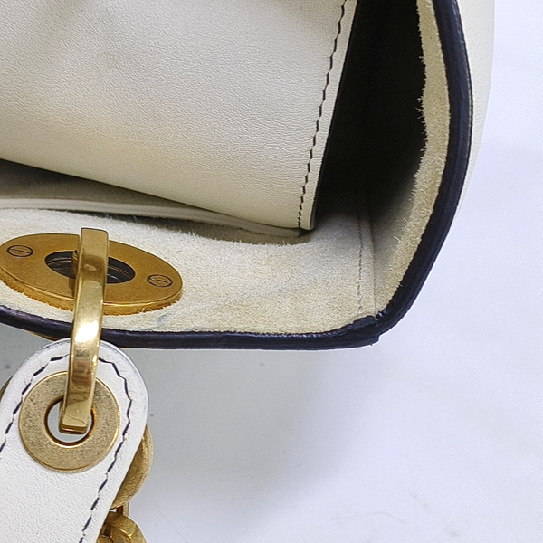Authenticated pre-owned  Lady Dior Medium Leather White - Tote Bag at Looply
