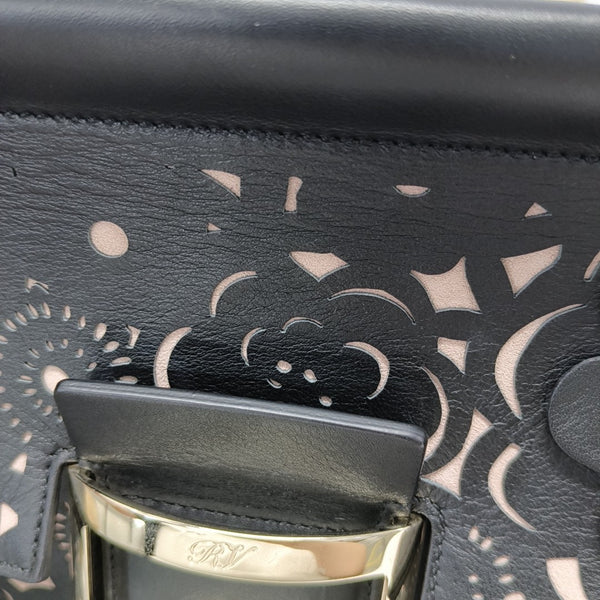 Leather Top Handle Bag Black