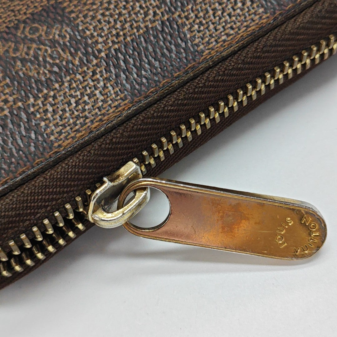 ZIPPY Damier Ebene Coated Canvas Brown Wallet
