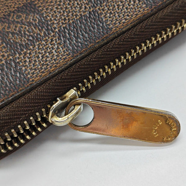 ZIPPY Damier Ebene Coated Canvas Brown Wallet