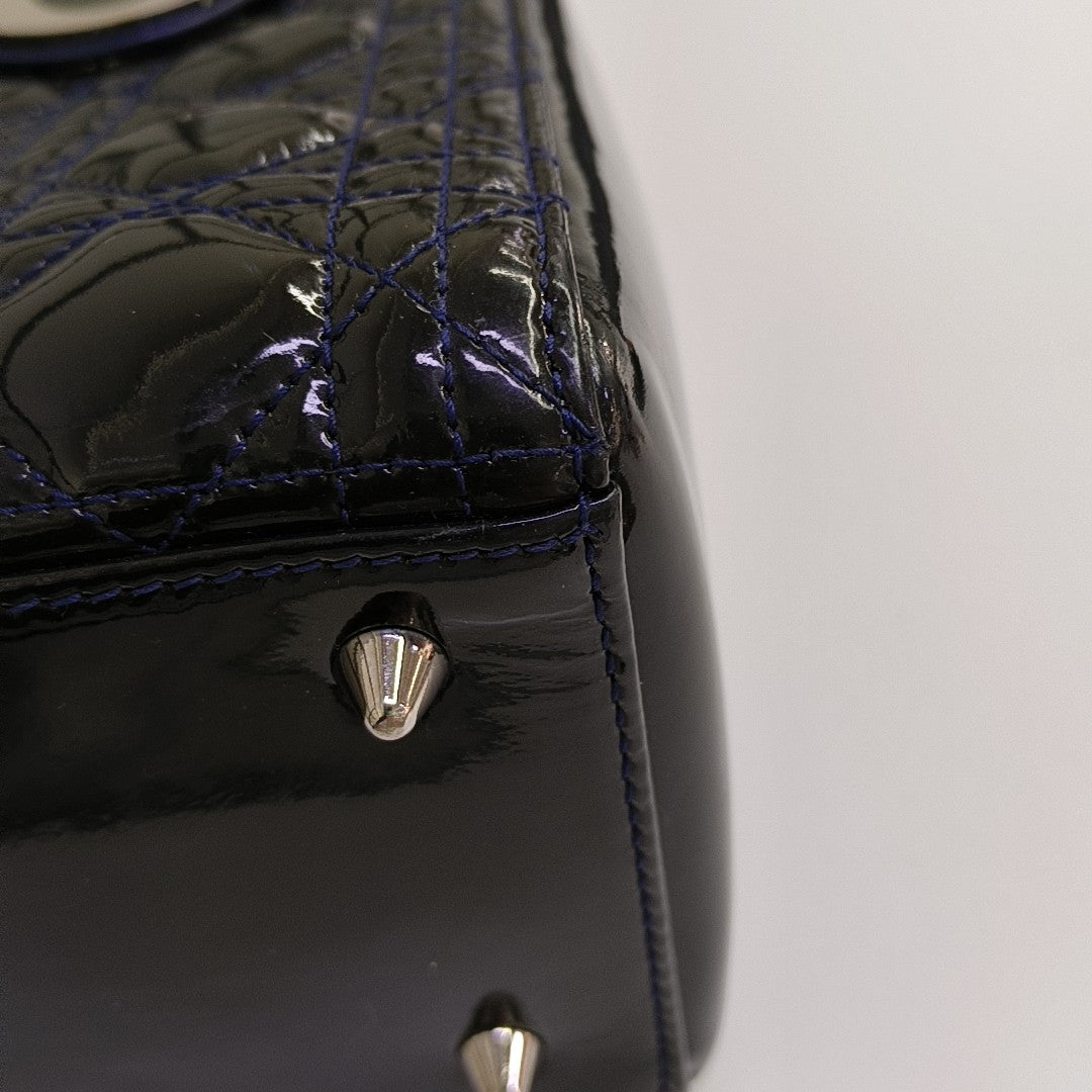 Lady Dior Medium Quilted Patent Leather Blue