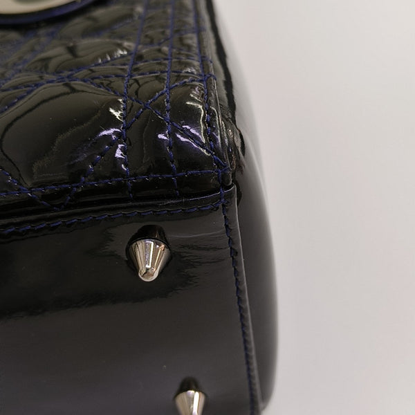 Lady Dior Medium Quilted Patent Leather Blue