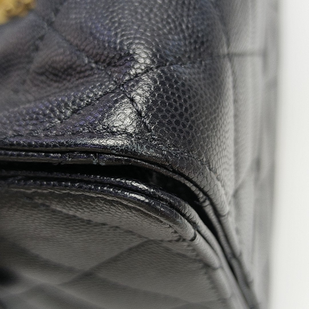 CHANEL 25 Small Quilted Grained Calfskin Black