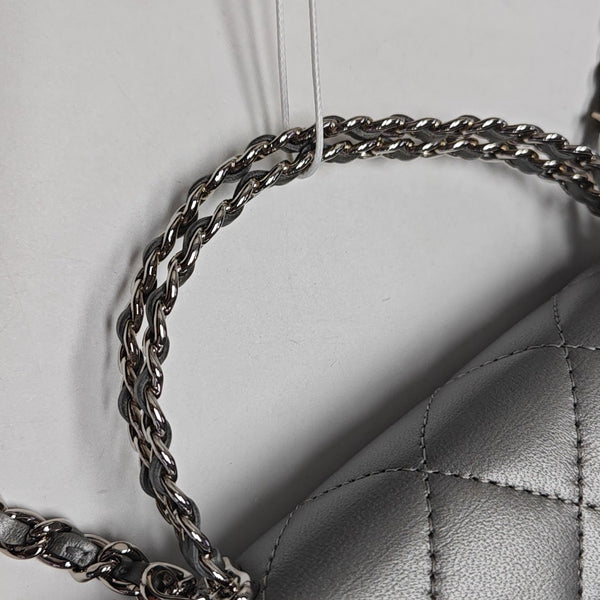 Quilted Lambskin Shoulder Bag Silver
