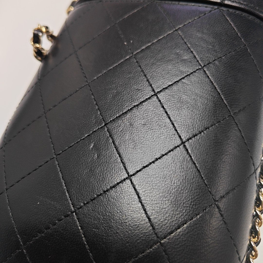 Quilted Lambskin Shoulder Bag Black