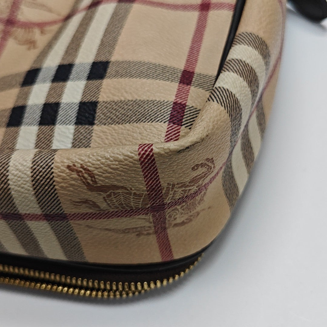 Bolso de lona revestida con asa superior beige