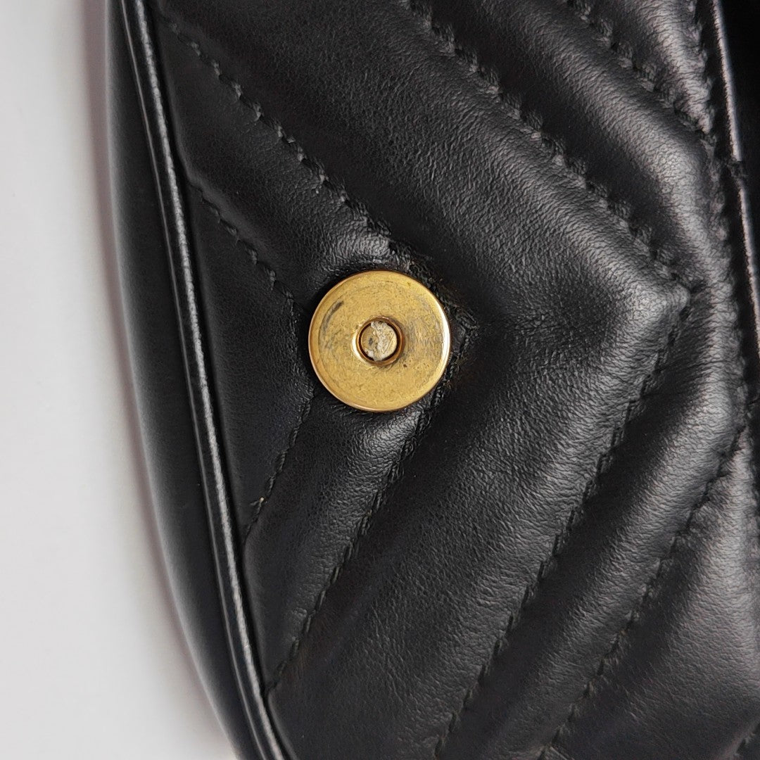 GG Marmont Super Mini Quilted Calfskin Black