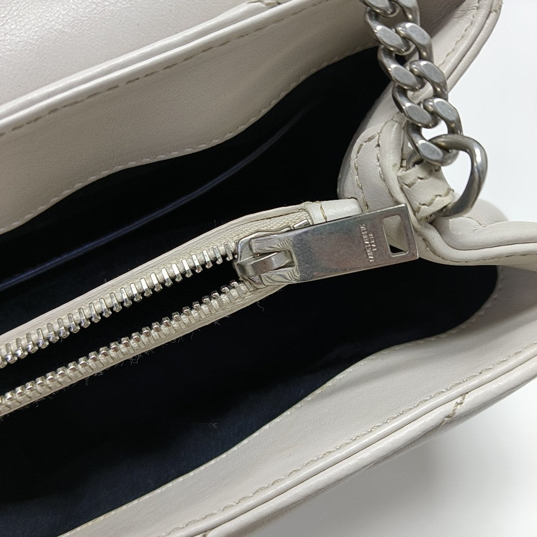 LOULOU Small Chevron Calfskin White