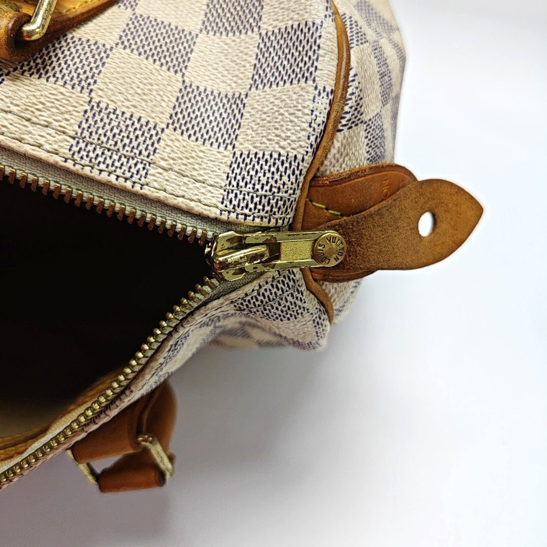 SPEEDY 25 Damier Azur Coated Canvas White