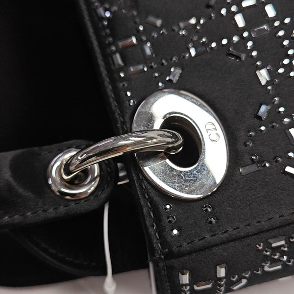 Authenticated pre-owned  Lady Dior Mini Silk Satin Black - Tote Bag at Looply
