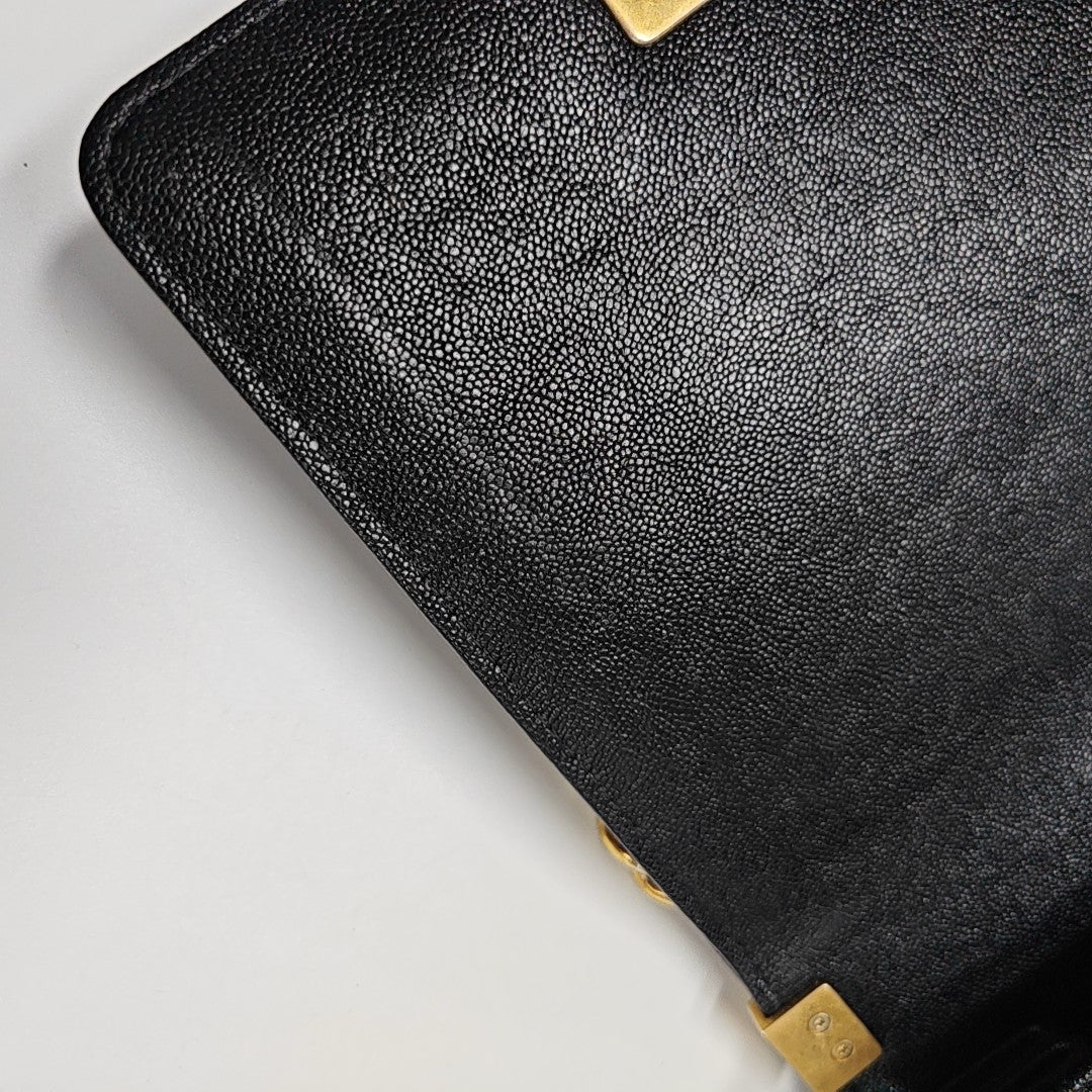 BOY CHANEL Mini Quilted Grained Calfskin Black