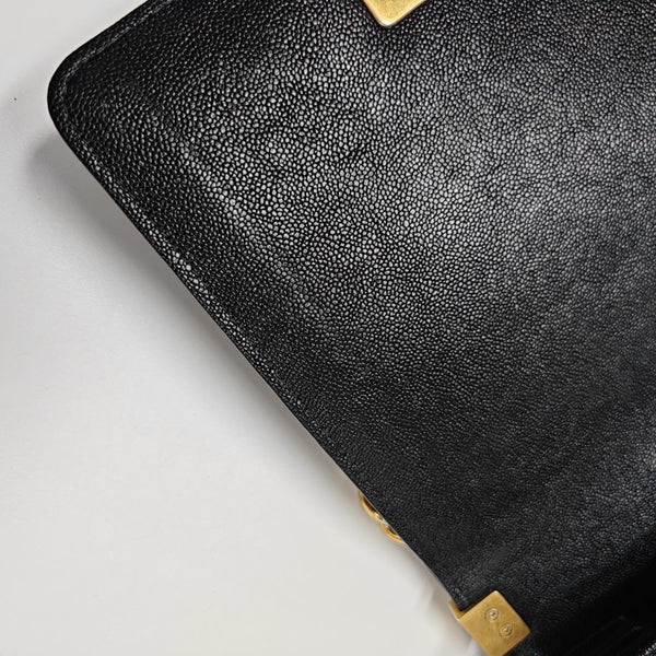 BOY CHANEL Mini Quilted Grained Calfskin Black
