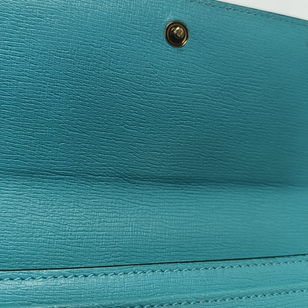 Bright Bit Calfskin Blue Wallet