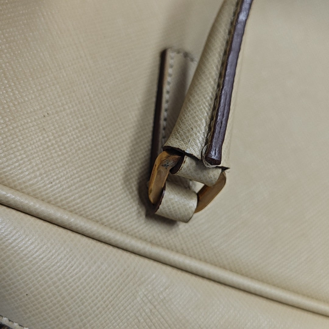 Leather Top Handle Bag Beige