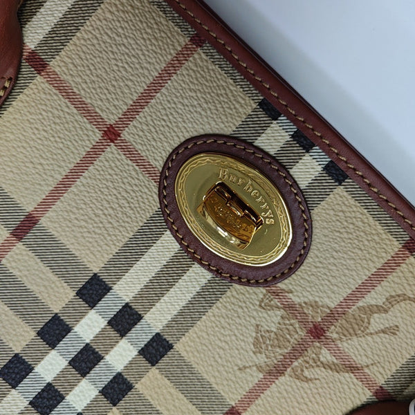 Coated Canvas Top Handle Bag Brown