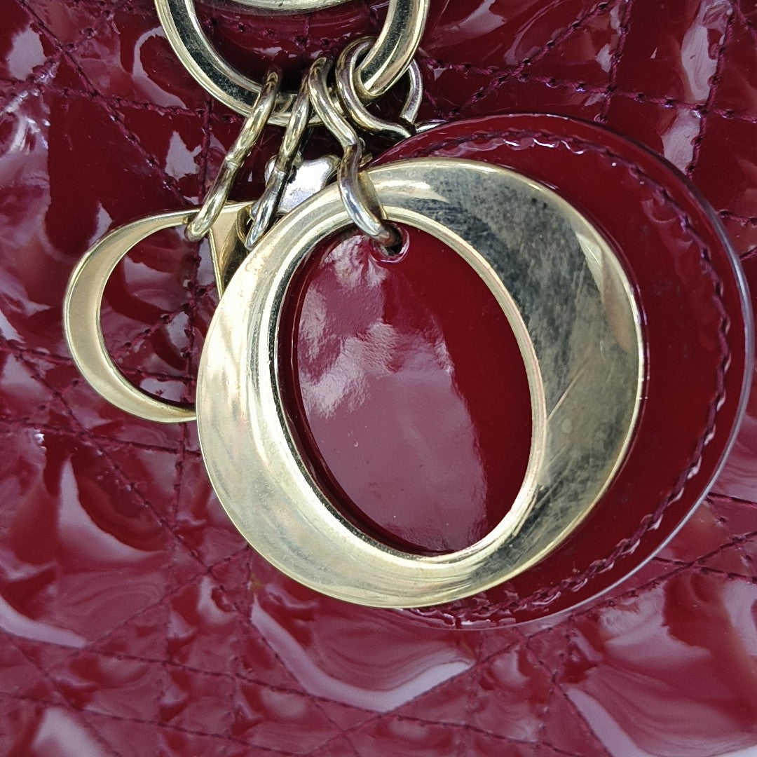 Lady Dior Large Cannage Patent Leather Red