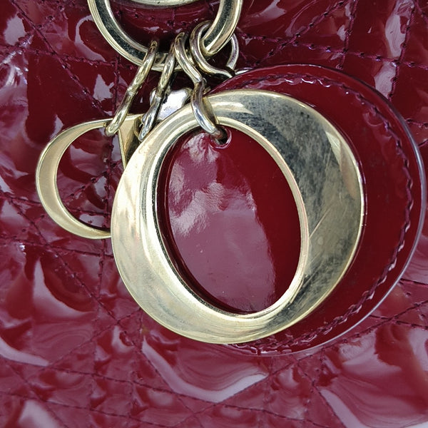 Lady Dior Large Cannage Patent Leather Red