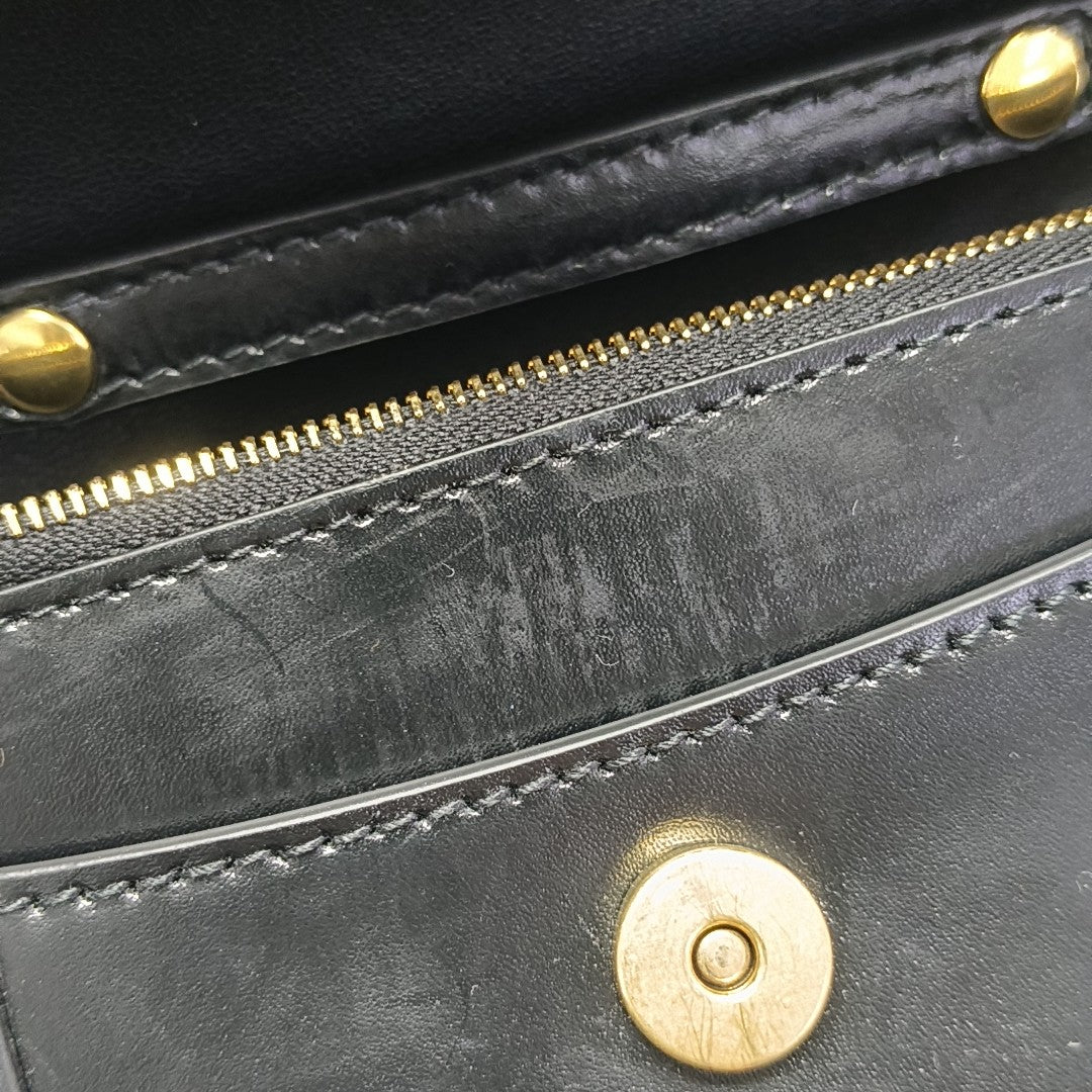 Hourglass Wallet On Chain Mini Calfskin Black