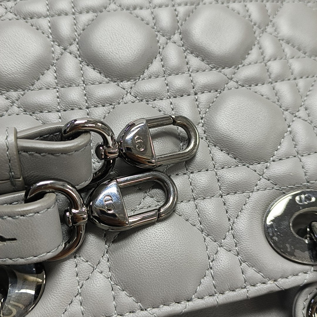 Lady Dior Small Cannage Lambskin Gray