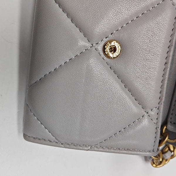 CHANEL 19 Small Quilted Lambskin Gray