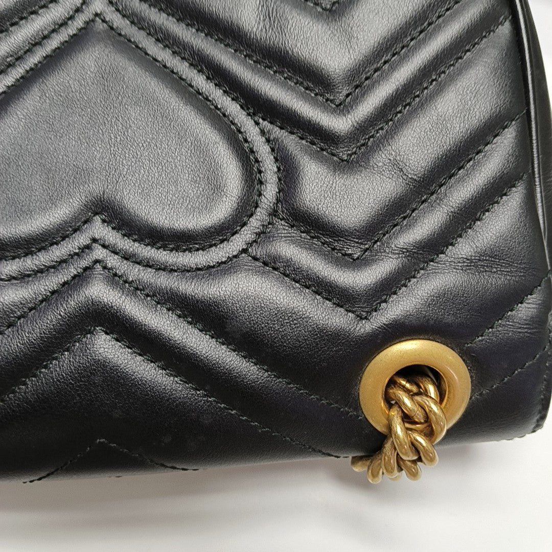 GG Marmont Small Quilted Calfskin Black