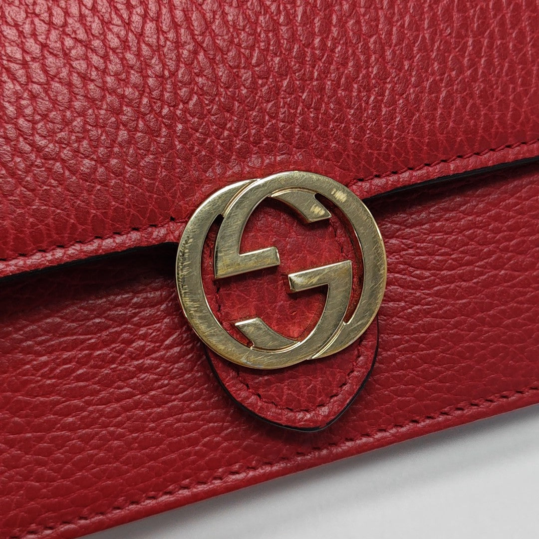 Interlocking G Small Calfskin Red
