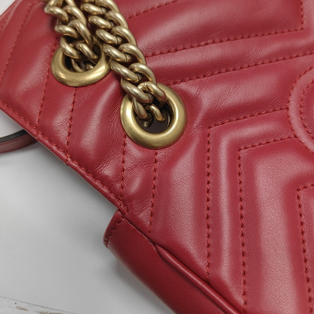 GG Marmont Small Quilted Calfskin Red