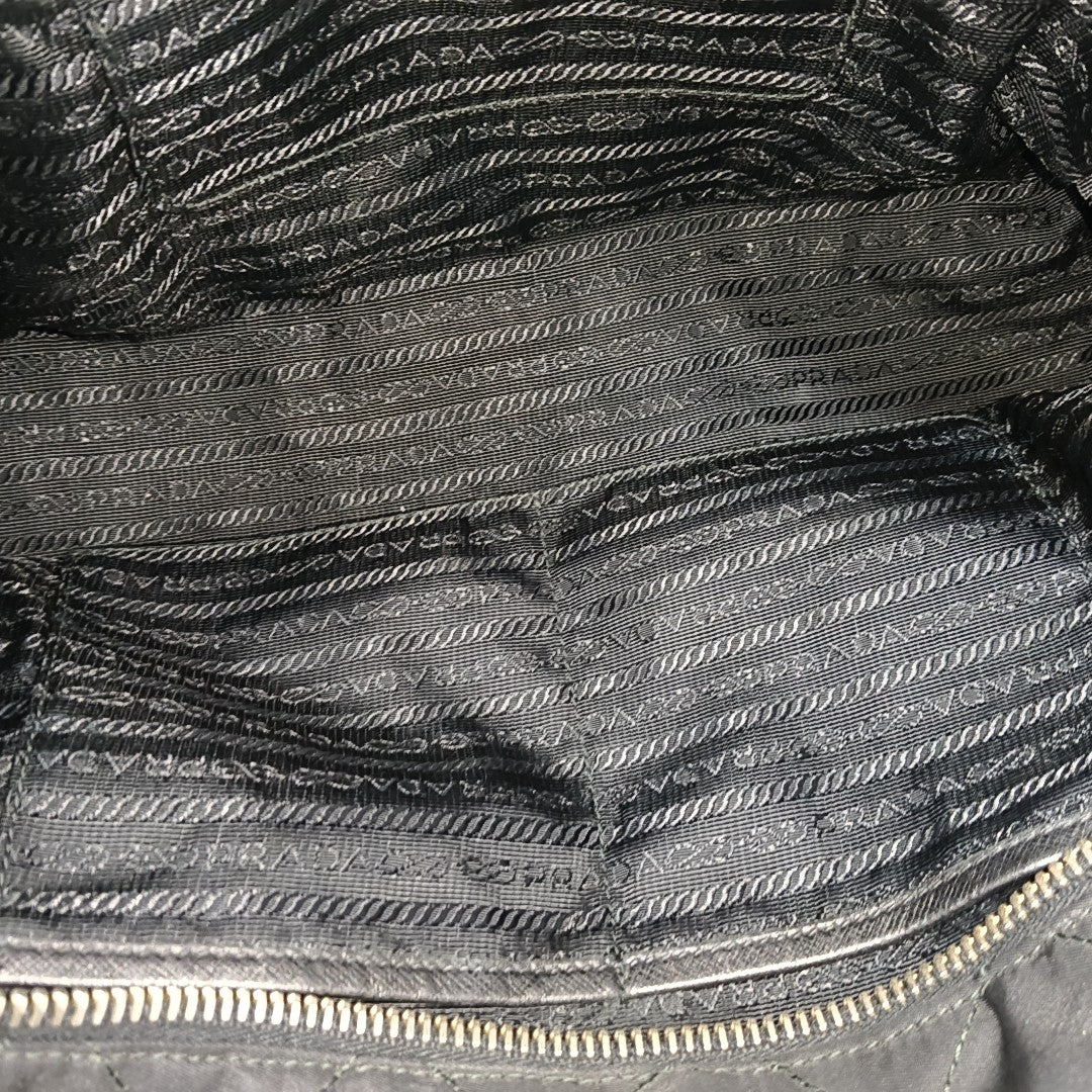 Chain Tote Quilted Nylon Black