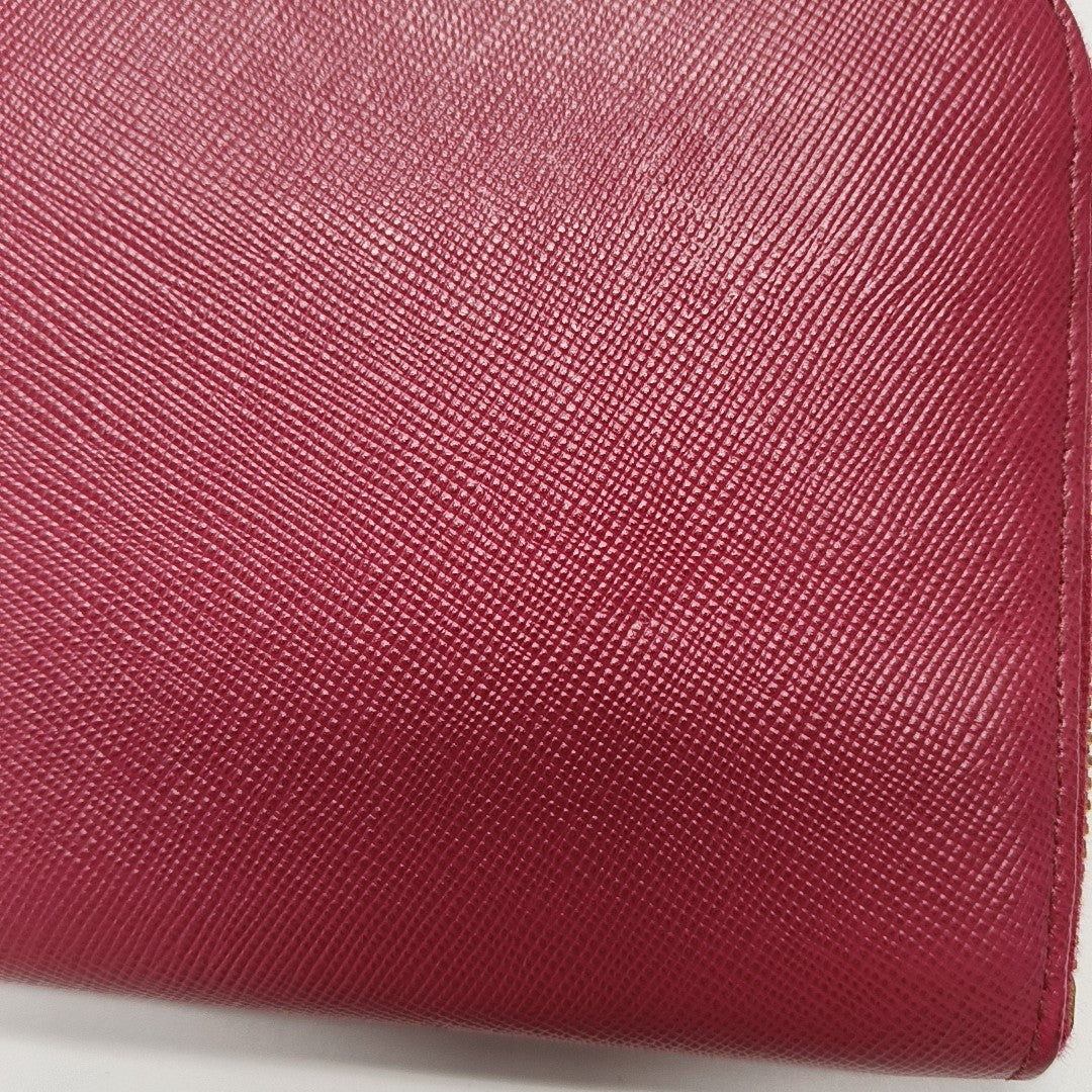 Fiocco Bow Saffiano Calfskin Red Wallet